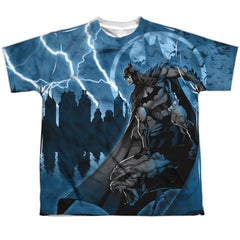 Batman Comics Lightning Strikes Youth Regular Fit Poly Short-Sleeve T-Shirt