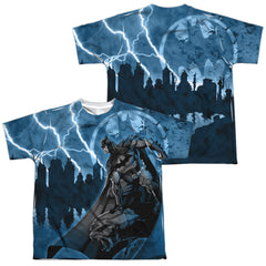 Batman Comics Lightning Strikes Youth Regular Fit Poly Short-Sleeve T-Shirt
