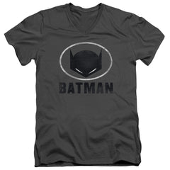 Batman Comics Mask In Oval Men's 30/1 Cotton Slim V-Neck T-Shirt