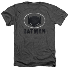 Batman Comics Mask In Oval Men's 30/1 Heather 60 40 Poly Short-Sleeve T-Shirt