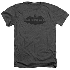 Batman Comics Newsprint Logo Men's 30/1 Heather 60 40 Poly Short-Sleeve T-Shirt