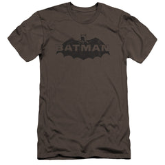 Batman Comics Newsprint Logo Men's Ultra-Soft 30/1 Cotton Slim Short-Sleeve T-Shirt
