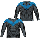 Batman Comics Nightwing Blue Uniform (Front/Back Print) Men's Regular Fit Polyester Long-Sleeve T-Shirt