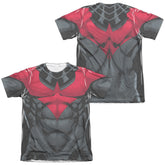 Batman Comics Nightwing Red Uniform (Front/Back Print) Men's Regular Fit Poly Cotton Short-Sleeve T-Shirt