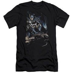 Batman Comics Perched Men's Ultra-Soft 30/1 Cotton Slim Short-Sleeve T-Shirt
