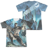 Batman Comics Rainy Rooftop (Front/Back Print) Men's Regular Fit Poly Cotton Short-Sleeve T-Shirt