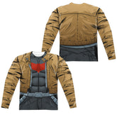 Batman Comics Red Hood Uniform (Front/Back Print) Men's Regular Fit Polyester Long-Sleeve T-Shirt