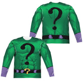 Batman Comics Riddler Uniform (Front/Back Print) Men's Regular Fit Polyester Long-Sleeve T-Shirt