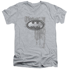 Batman Comics Rivited Metal Logo Men's 30/1 Cotton Slim V-Neck T-Shirt