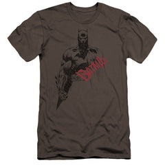 Batman Comics Sketch Bat Red Logo Men's Ultra-Soft 30/1 Cotton Slim Short-Sleeve T-Shirt