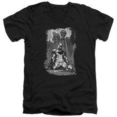 Batman Comics Sketchy Shadows Men's 30/1 Cotton Slim V-Neck T-Shirt