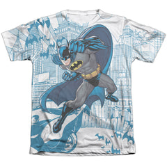 Batman Comics Skyline All Over Men's Regular Fit Poly Cotton Short-Sleeve T-Shirt