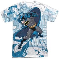 Batman Comics Skyline All Over Men's Regular Fit Polyester Short-Sleeve T-Shirt