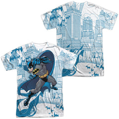 Batman Comics Skyline All Over Men's Regular Fit Polyester Short-Sleeve T-Shirt