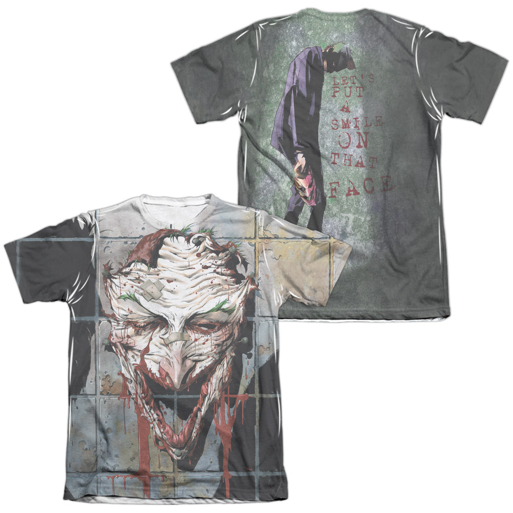 Batman Comics Smile (Front/Back Print) Men's Regular Fit Poly Cotton Short-Sleeve T-Shirt