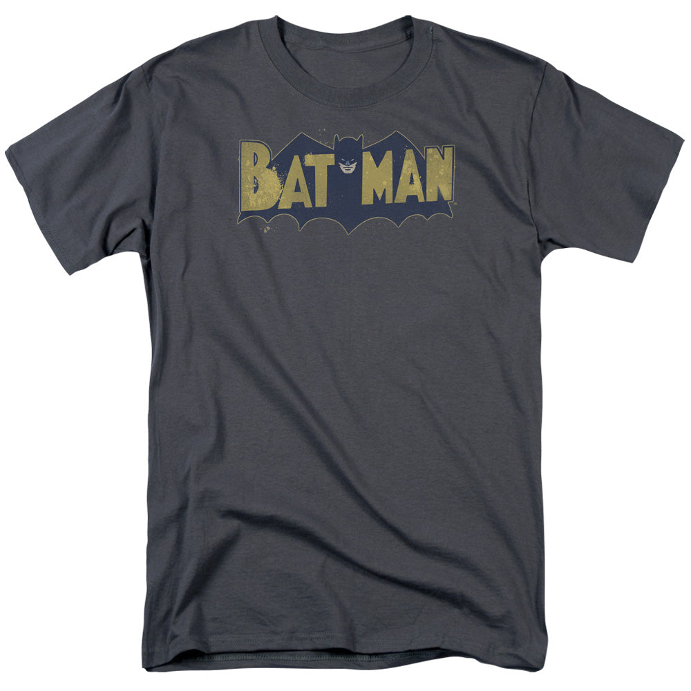 Batman Comics Vintage Logo Splatter Men's 18/1 Cotton Short-Sleeve T-Shirt