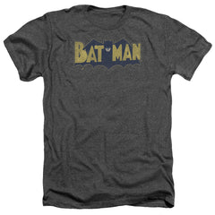 Batman Comics Vintage Logo Splatter Men's 30/1 Heather 60 40 Poly Short-Sleeve T-Shirt