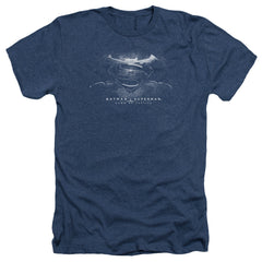 Batman v Superman Bw Logo Men's 30/1 Heather 60 40 Poly Short-Sleeve T-Shirt