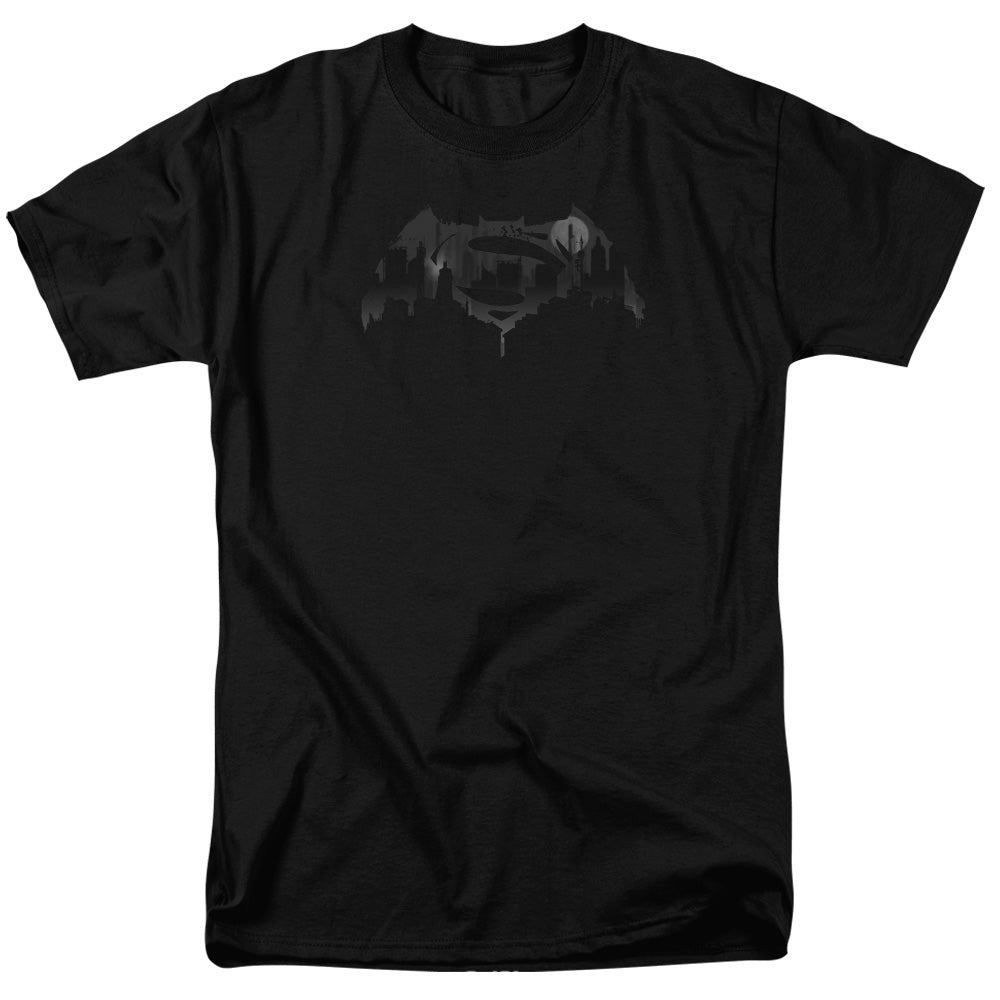 Batman v Superman Cityscape Logo Men's 18/1 Cotton Short-Sleeve T-Shirt