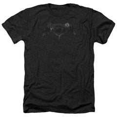 Batman v Superman Cityscape Logo Men's 30/1 Heather 60 40 Poly Short-Sleeve T-Shirt