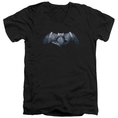 Batman v Superman Plated Bat Logo Men's 30/1 Cotton Slim V-Neck T-Shirt