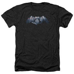 Batman v Superman Plated Bat Logo Men's 30/1 Heather 60 40 Poly Short-Sleeve T-Shirt
