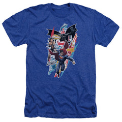 Batman v Superman Ripped Trio Men's 30/1 Heather 60 40 Poly Short-Sleeve T-Shirt