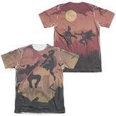 Batman v Superman Silhouette Fight (Front/Back Print) Men's Regular Fit Poly Cotton Short-Sleeve T-Shirt