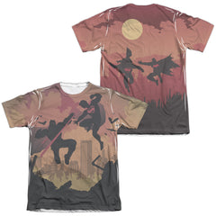 Batman v Superman Silhouette Fight (Front/Back Print) Men's Regular Fit Poly Cotton Short-Sleeve T-Shirt