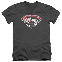 Batman v Superman Super Splatter Logo Men's 30/1 Cotton Slim V-Neck T-Shirt