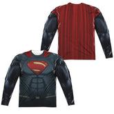 Batman v Superman Superman Uniform (Front/Back Print) Men's Regular Fit Polyester Long-Sleeve T-Shirt