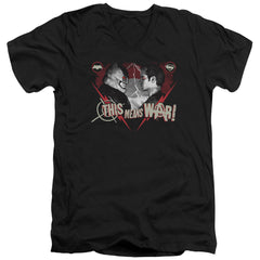 Batman v Superman This Means War Men's 30/1 Cotton Slim V-Neck T-Shirt