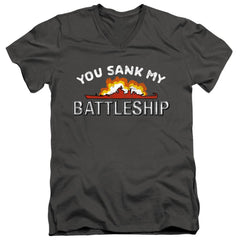 Battleship Sunk Men's 30/1 Cotton Slim V-Neck T-Shirt