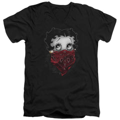 Betty Boop Bandana & Roses Men's 30/1 Cotton Slim V-Neck T-Shirt
