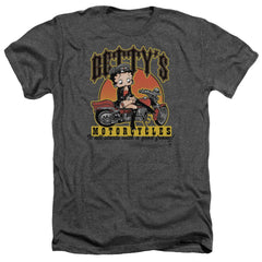 Betty Boop Bettys Motorcycles Men's 30/1 Heather 60 40 Poly Short-Sleeve T-Shirt