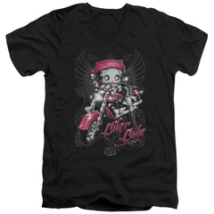 Betty Boop Biker Babe Men's 30/1 Cotton Slim V-Neck T-Shirt
