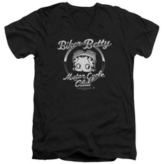 Betty Boop Chromed Logo Men's 30/1 Cotton Slim V-Neck T-Shirt