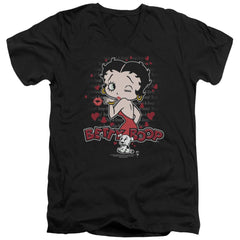 Betty Boop Classic Kiss Men's 30/1 Cotton Slim V-Neck T-Shirt
