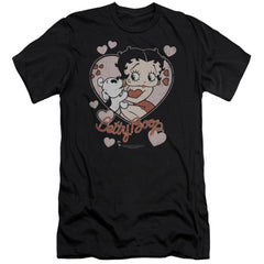 Betty Boop Classic Kiss Men's Ultra-Soft 30/1 Cotton Slim Short-Sleeve T-Shirt