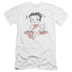Betty Boop Classic With Pup Men's Ultra-Soft 30/1 Cotton Slim Short-Sleeve T-Shirt