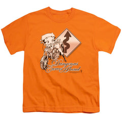 Betty Boop Dangerous Curves Youth 18/1 100% Cotton Short-Sleeve T-Shirt