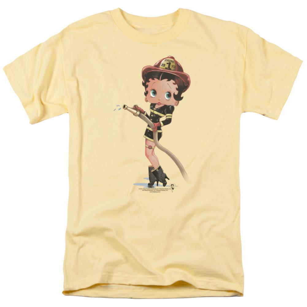 Betty Boop Firefighter Men's 18/1 Cotton Short-Sleeve T-Shirt