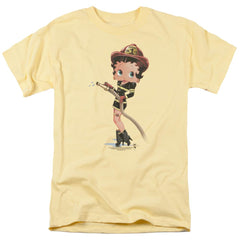 Betty Boop Firefighter Men's 18/1 Cotton Short-Sleeve T-Shirt