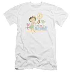 Betty Boop Hot In Hawaii Men's Ultra-Soft 30/1 Cotton Slim Short-Sleeve T-Shirt