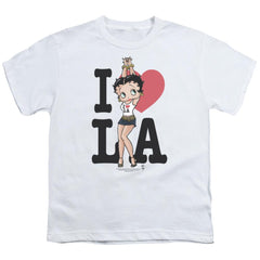 Betty Boop I Heart La Youth 18/1 100% Cotton Short-Sleeve T-Shirt