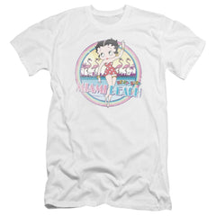 Betty Boop Miami Beach Men's Ultra-Soft 30/1 Cotton Slim Short-Sleeve T-Shirt