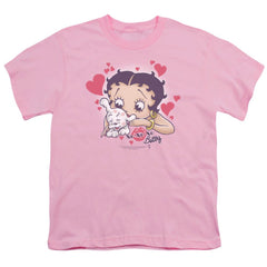 Betty Boop Puppy Love Youth 18/1 100% Cotton Short-Sleeve T-Shirt