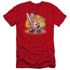 Betty Boop Surf Men's Ultra-Soft 30/1 Cotton Slim Short-Sleeve T-Shirt