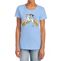 Betty Boop Unicorn & Rainbows Women's 18/1 Cotton Short-Sleeve T-Shirt