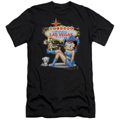 Betty Boop Welcome Las Vegas Men's Ultra-Soft 30/1 Cotton Slim Short-Sleeve T-Shirt